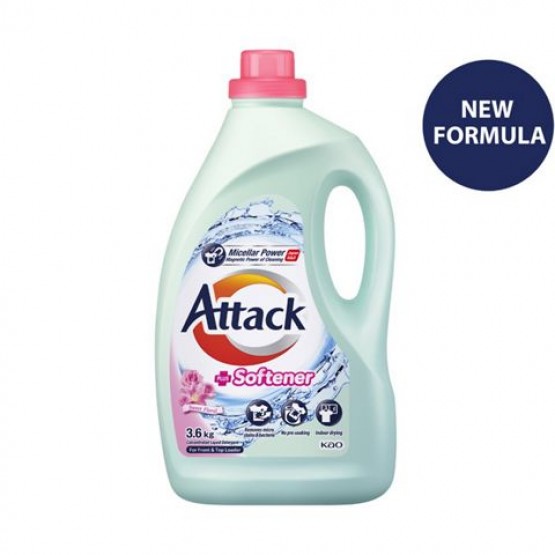 Attack Liquid Detergent Plus Softener 3.6kg
