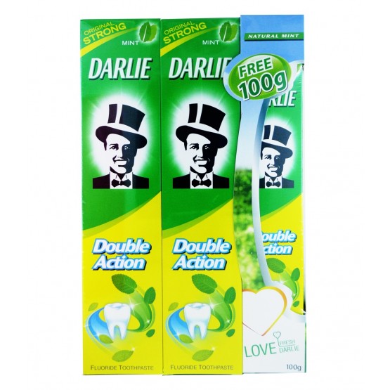 Darlie Double Action Toothpaste 2x225g + 100g - Plaque Removal & Fresh Breath