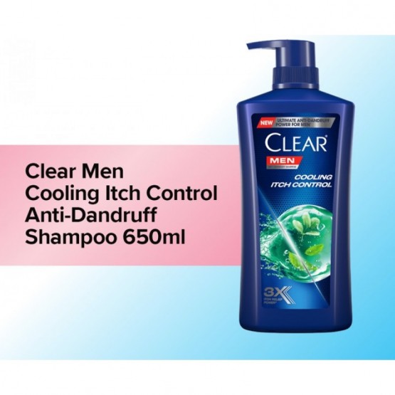 Clear Men Shampoo Cooling Itch Control 650ml - Cooling Formula for Itch Relief