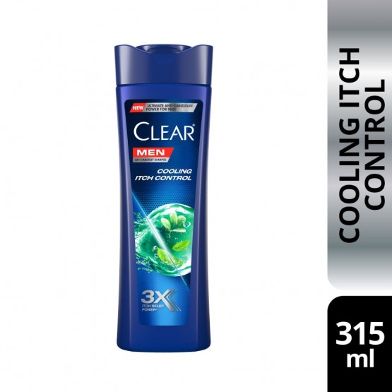 Clear Men Shampoo Cooling Itch Control 315ml - Relieves Itchy Scalp and Refreshes Hair