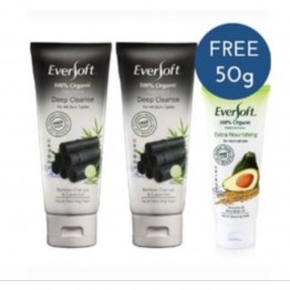 Eversoft Facial Foam Bamboo Charcoal 2x130g+50g