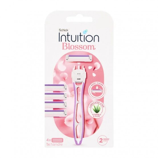 Schick Intuition Blossom Razor 1 Handle + 4 Cartridges