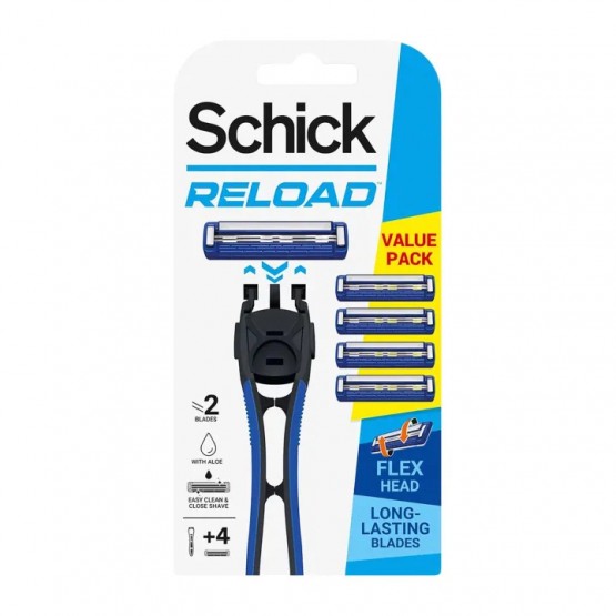 Schick Reload Razor 1 Handle + 4 Cartridges