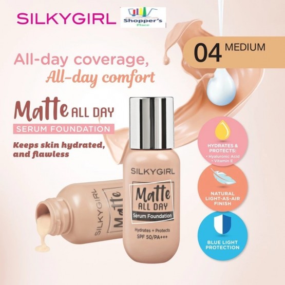 SILKYGIRL Matte All Day Serum Foundation SPF50/PA+++ 04 Medium 20ml