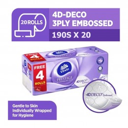 Vinda Prestige 4D Deco 3 Ply Embossed Toilet Roll 20 Rolls 190 Sheets
