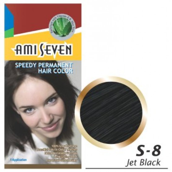 Ami Seven Speedy Permanent Hair  Colour-s-8 Jet Black 60g