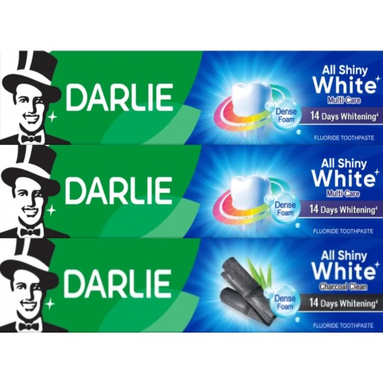 Darlie All Shiny White Multi-care Plus Charcoal Clean 2x140g+80g - Charcoal and Whitening Power