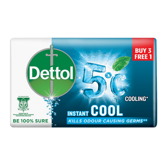 Dettol Bar Soap Cool 105g 3 Free 1