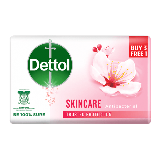 Dettol Bar Soap Skincare 110g 3 Free 1