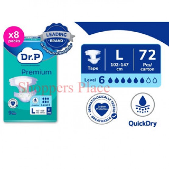 DR P Premium Adult Diaper Level 6 Tape (L) 9s x 8 Packs (Carton)