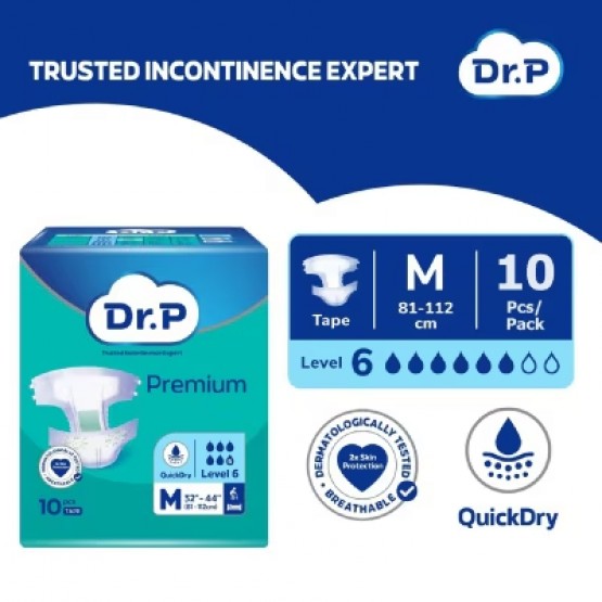 DR P Premium Adult Diaper Level 6 Tape (M) 10s