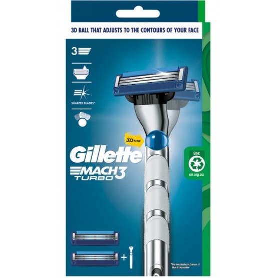 Gillette Mach3 Turbo Handle +2 Refill
