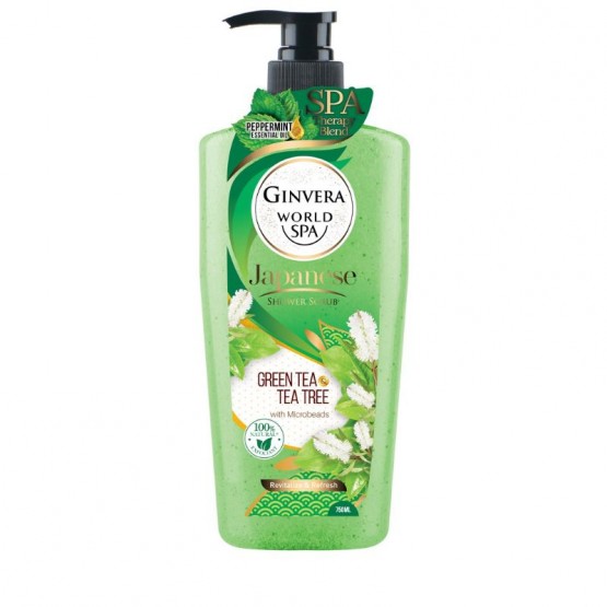 Ginvera World Spa Japanese Green Tea & Tea Tree Shower Scrub 750ml