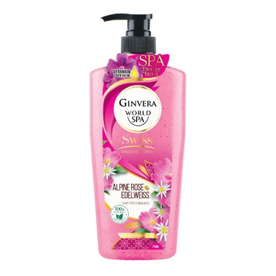 Ginvera World Spa Shower Scrub - Swiss Alpine Rose & Edelweiss 750ml