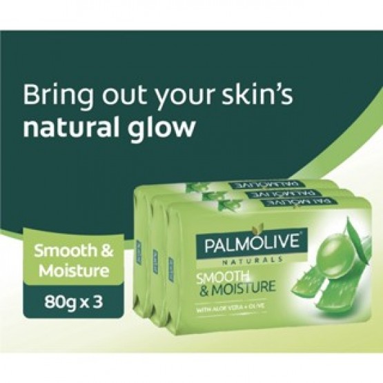 Palmolive Naturals Smooth & Moisture Bar Soap with Aloe and Olive Extracts 80g x 3