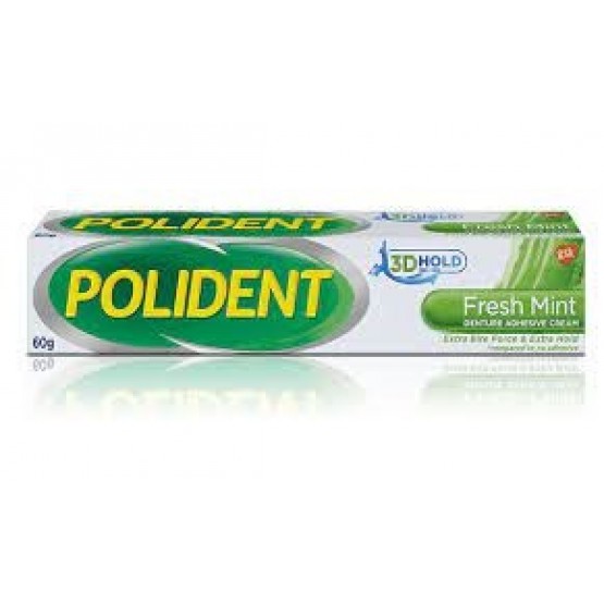 Polident Denture Adhesive Cream Fresh Mint 60g