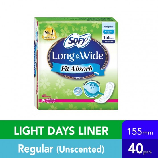 Sofy Long And Wide Fit Absorb Pantyliner Regular Unscented 36pcs